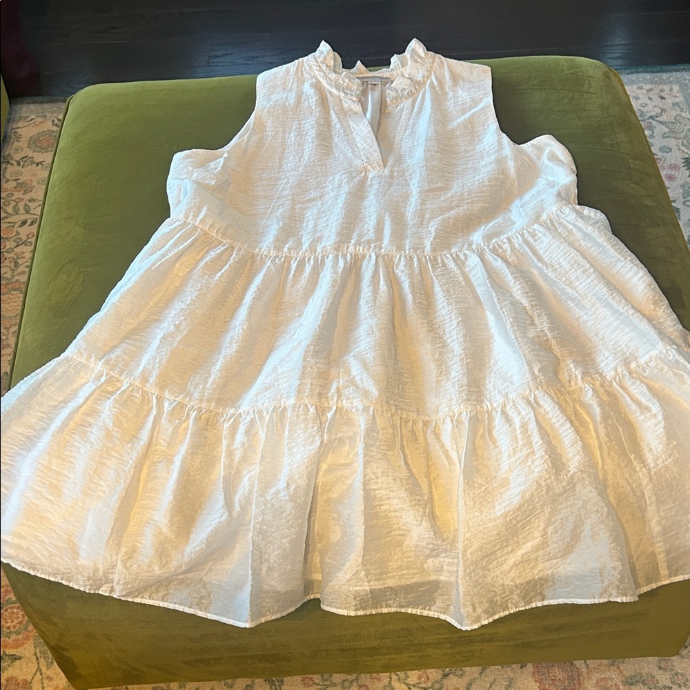 Chelsea 28 White Sleeveless Ruffle Dress